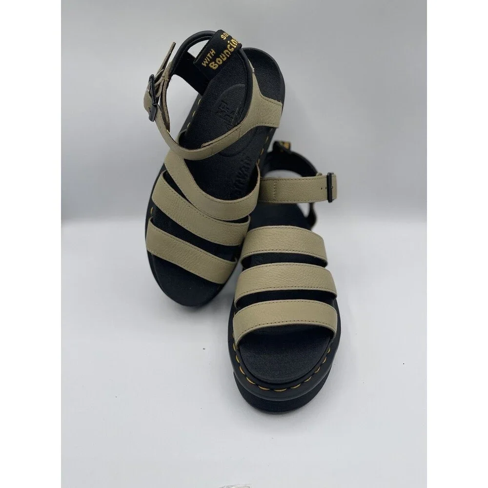 Dr Martens Women Blaire 3 Strap Parchment Beige Sandal Shoes Sz EU 39 US 8 New